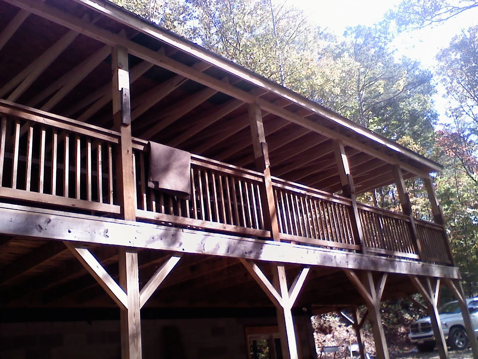 Timber framing under a new elevated porch and deck — Roof Leak Repair in Burlingame by Roofing Brothers