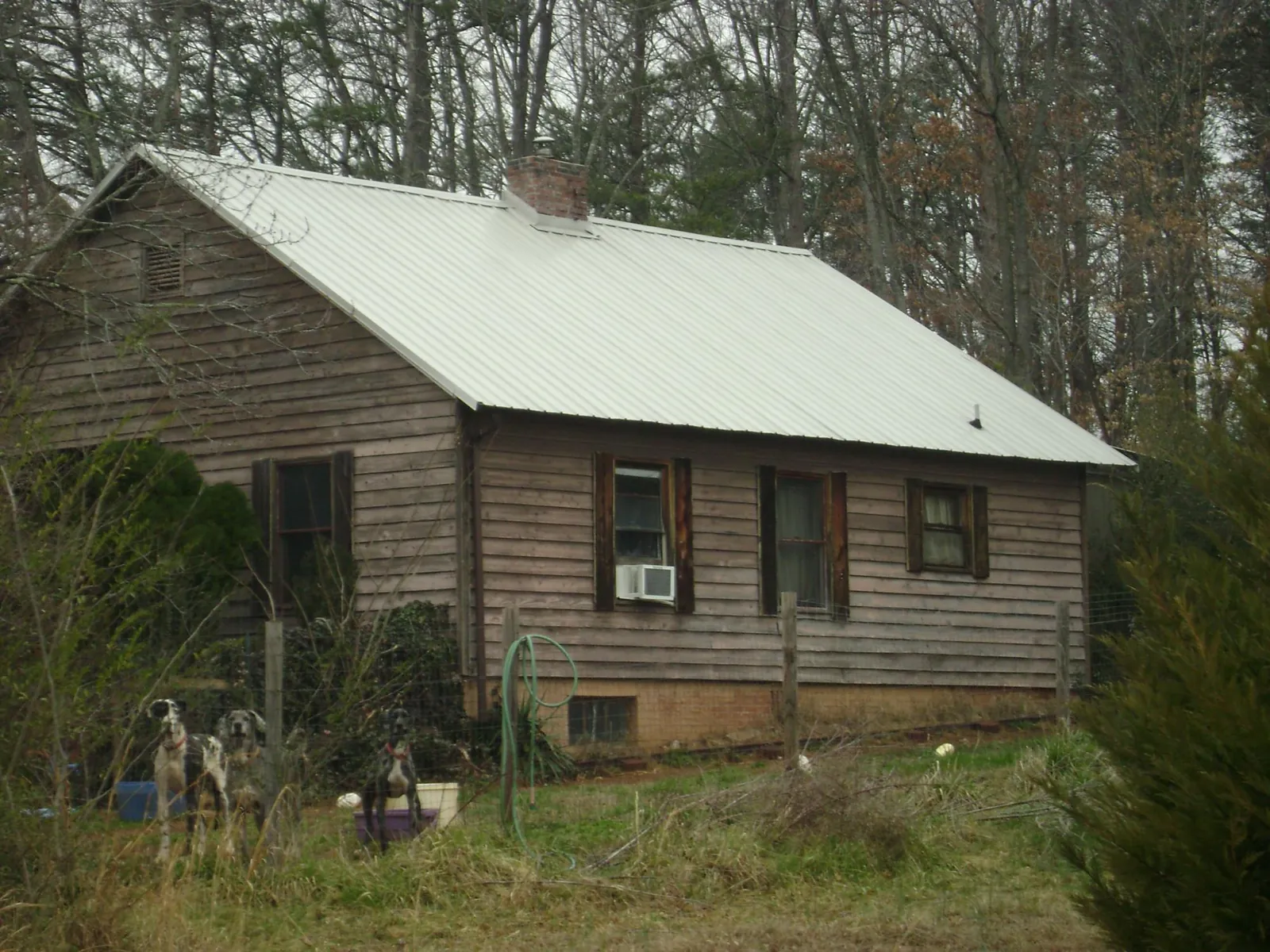 White metal roof on an old wood sided farmhouse, from a Asphalt Shingle Roof Repair job in Burlingame